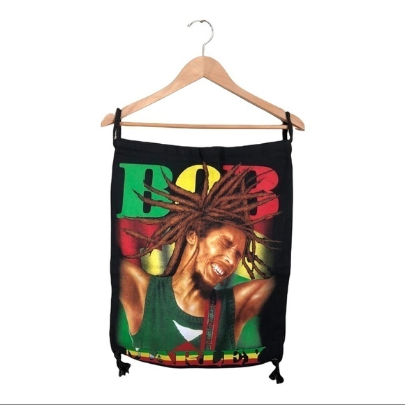 BOB Marley Canvas Double Sided String Bag Knapsack Backpack NEW - Picture 1 of 4